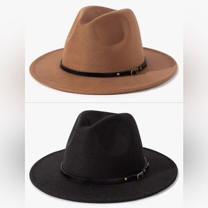 Lot of 2 belt buckle fedora hats